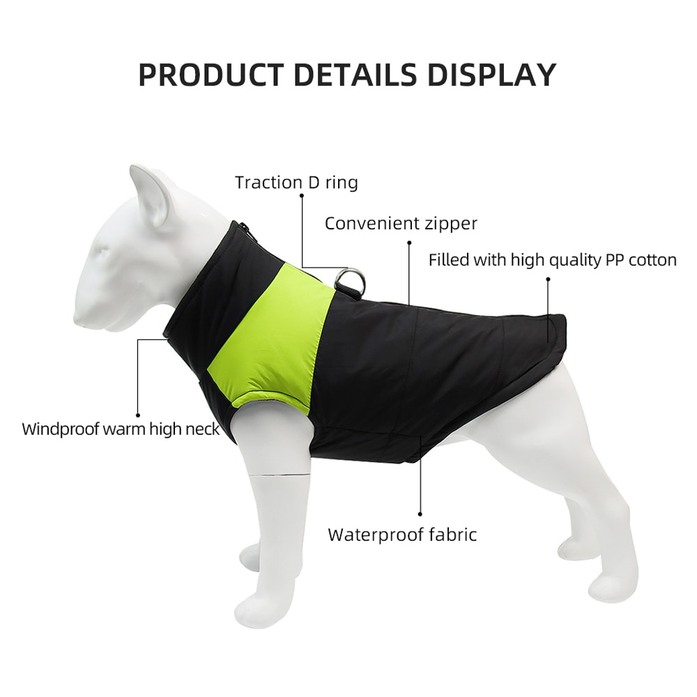 Warm Winter Dog Jacket Waterproof & Windproof Coat for Small to Large Dogs with D-Ring
