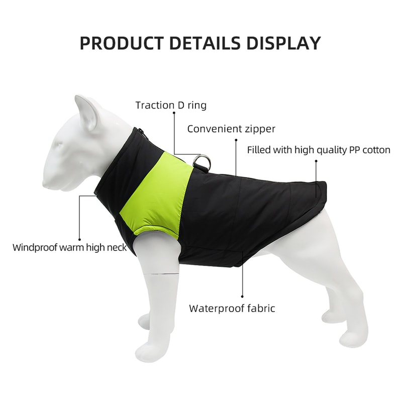 Warm Winter Dog Jacket Waterproof & Windproof Coat for Small to Large Dogs with D-Ring