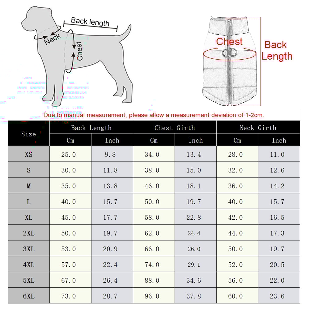 Warm Winter Dog Jacket Waterproof & Windproof Coat for Small to Large Dogs with D-Ring