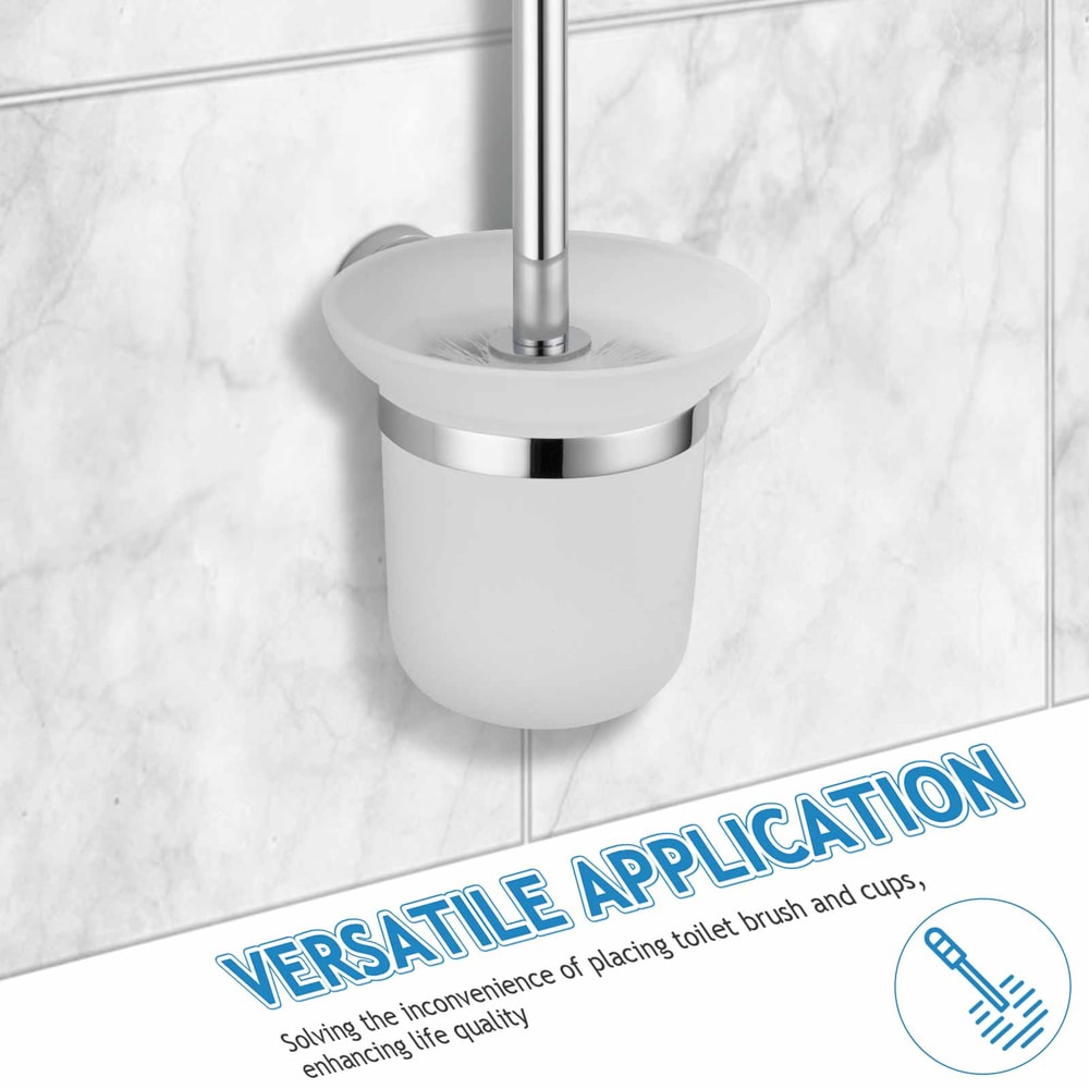 No Holes Frosted Glass Toilet Brush Cup With Storage Base Elegant Bathroom Essential 2