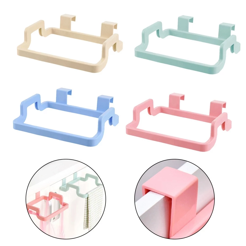 Plastic Door Back Garbage Bag Rack Kitchen Cabinet Hanger SpaceSaving Storage Hook For Bags Cloth 0