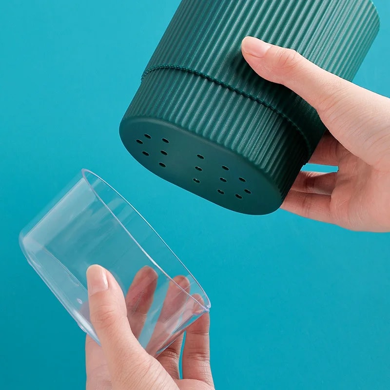 Divided Kitchen Utensil Holder With Tray Dish Drainer For Spoon Fork Chopsticks Tableware Storage 4