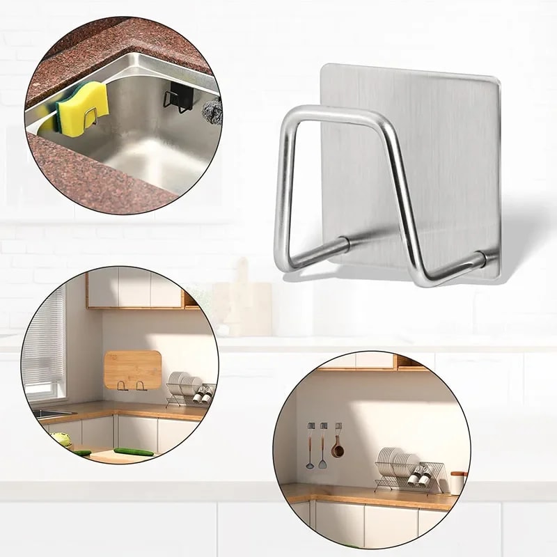 Stainless Steel Sink Sponge Holder SelfAdhesive Wall Rack For Kitchen Drain Drying And Storage 2