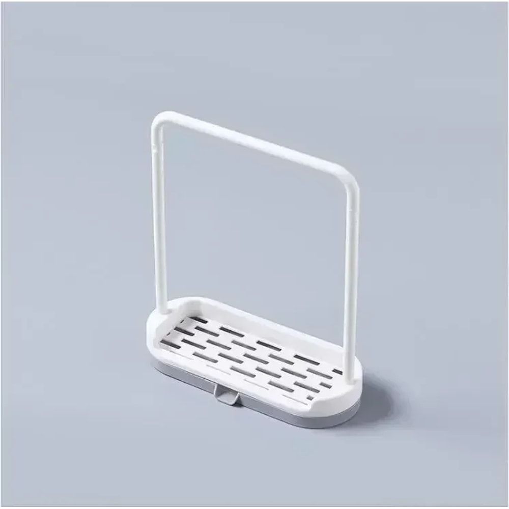 Solid Color Kitchen Storage Rack, Towel, Sponge & Soap Holder Organizer