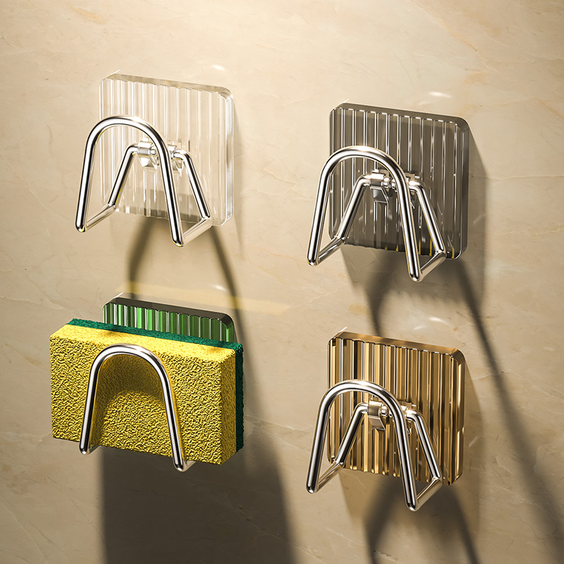 Adhesive Sink Caddy Organizer Rack Stylish Acrylic Storage Hook For Sponges Brushes Chopping Board 0