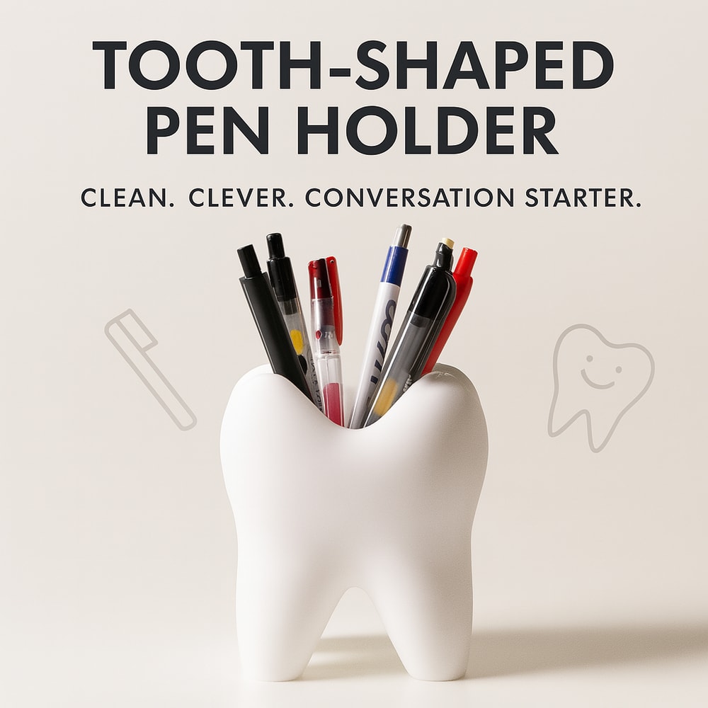 3D Printed Tooth Shaped Organizer Holder For Toothbrush Makeup And Pens Unique Bathroom Desktop St 1