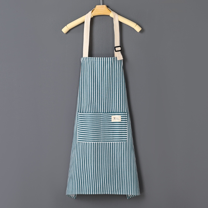 Cotton Linen Striped Apron For Kitchen Stain Oil Resistant Coffee Apron With Cotton Waistband 5