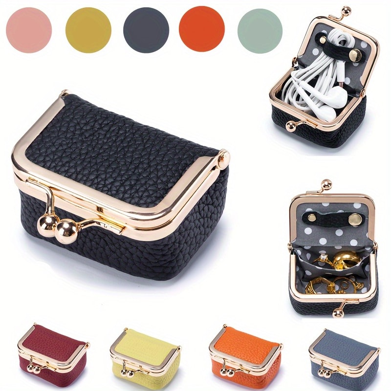 Elegant Womens Solid Color PU Leather Jewelry Box Ring Necklace Earring Storage Organizer Mini Coi 0