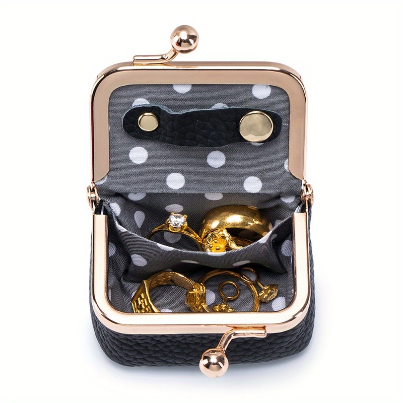 Elegant Womens Solid Color PU Leather Jewelry Box Ring Necklace Earring Storage Organizer Mini Coi 3