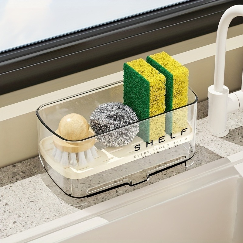 MultiPurpose Sink Organizer With Drain Rack Efficient Countertop Storage For Sponges Soap Rags 2