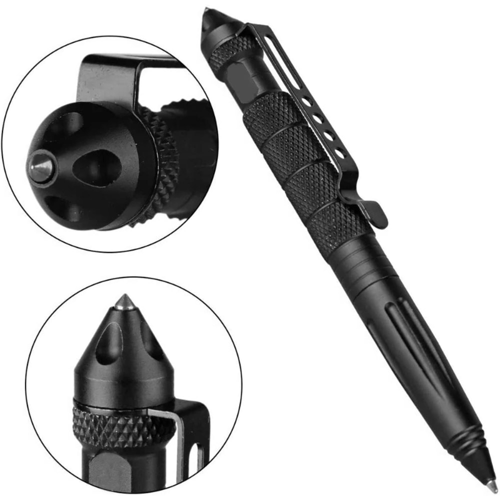 Military Tactical Pen, Multifunction Aluminum Alloy Outdoor Survival Tool with Glass Breaker
