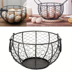metal wire egg basket with chicken cover, high quality kitchen storage organizer