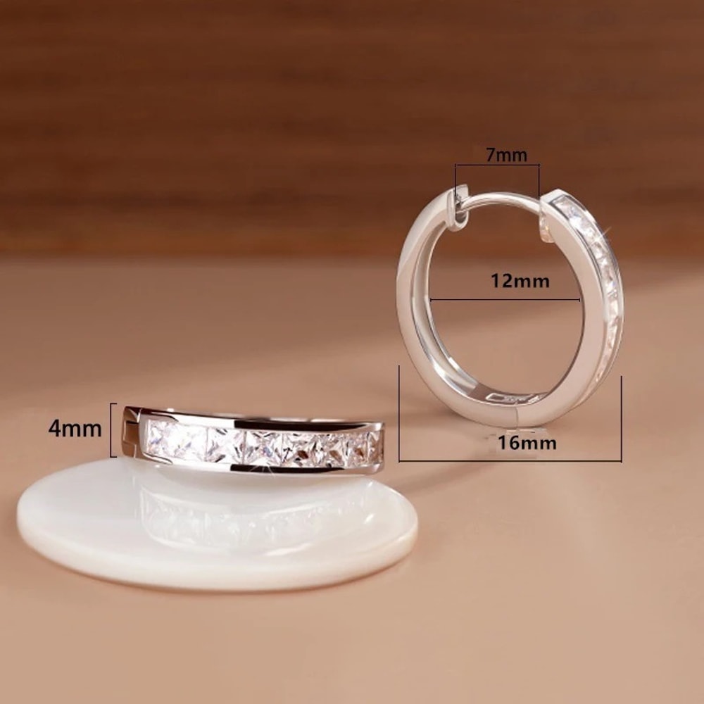 Elegant Sterling Silver Zircon Earrings For Women Fashionable Round Circle Jewelry For Birthdays S 4