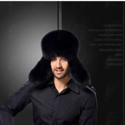 warm fur hat for men, thick ear protection winter snow hat
