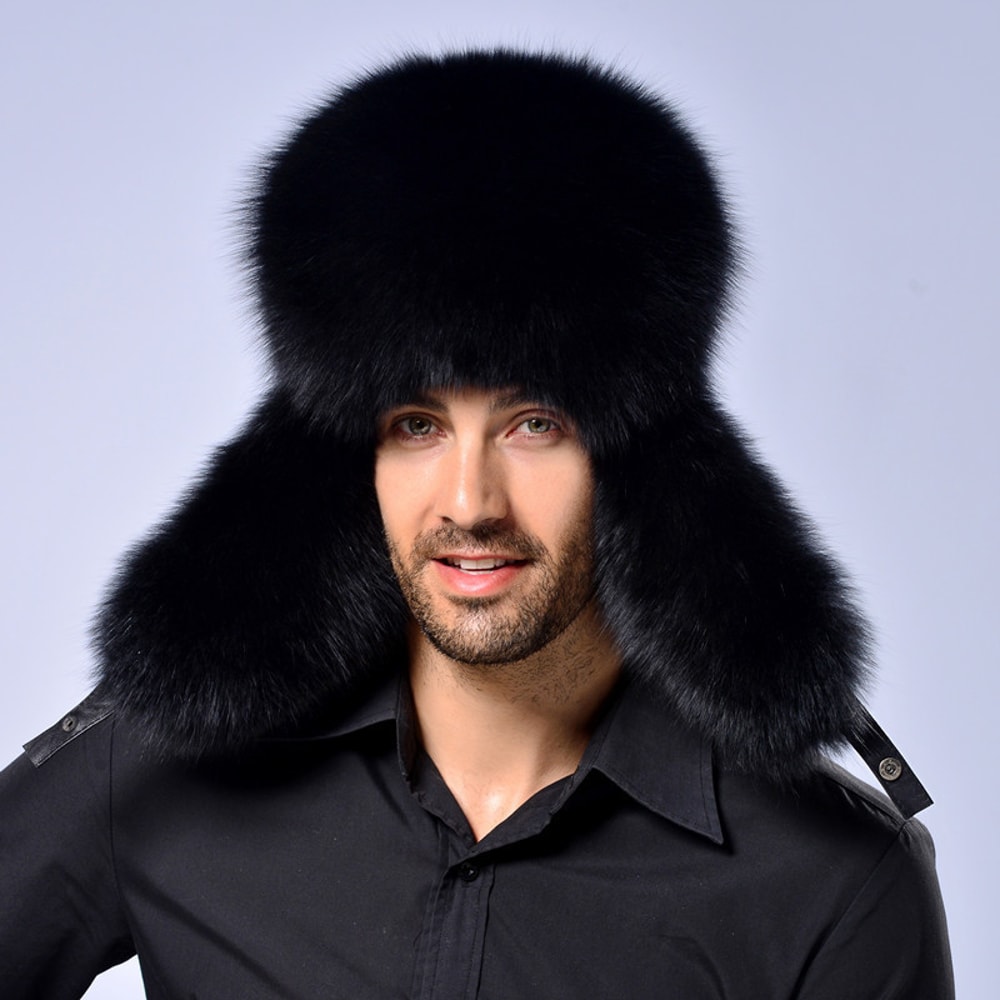 Warm Fur Hat For Men Thick Ear Protection Winter Snow Hat 3