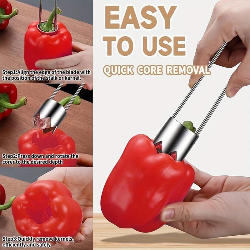 Stainless Steel Fruit Veggie Corer Effortless Core Removal For Apples Peppers And Tomatoes Durable 4