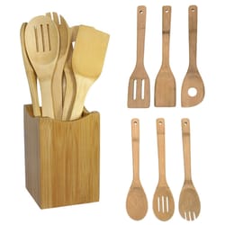 bamboo cooking utensil set, wooden spatula & spoon kit