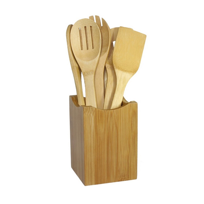 Bamboo Cooking Utensil Set, Wooden Spatula & Spoon Kit