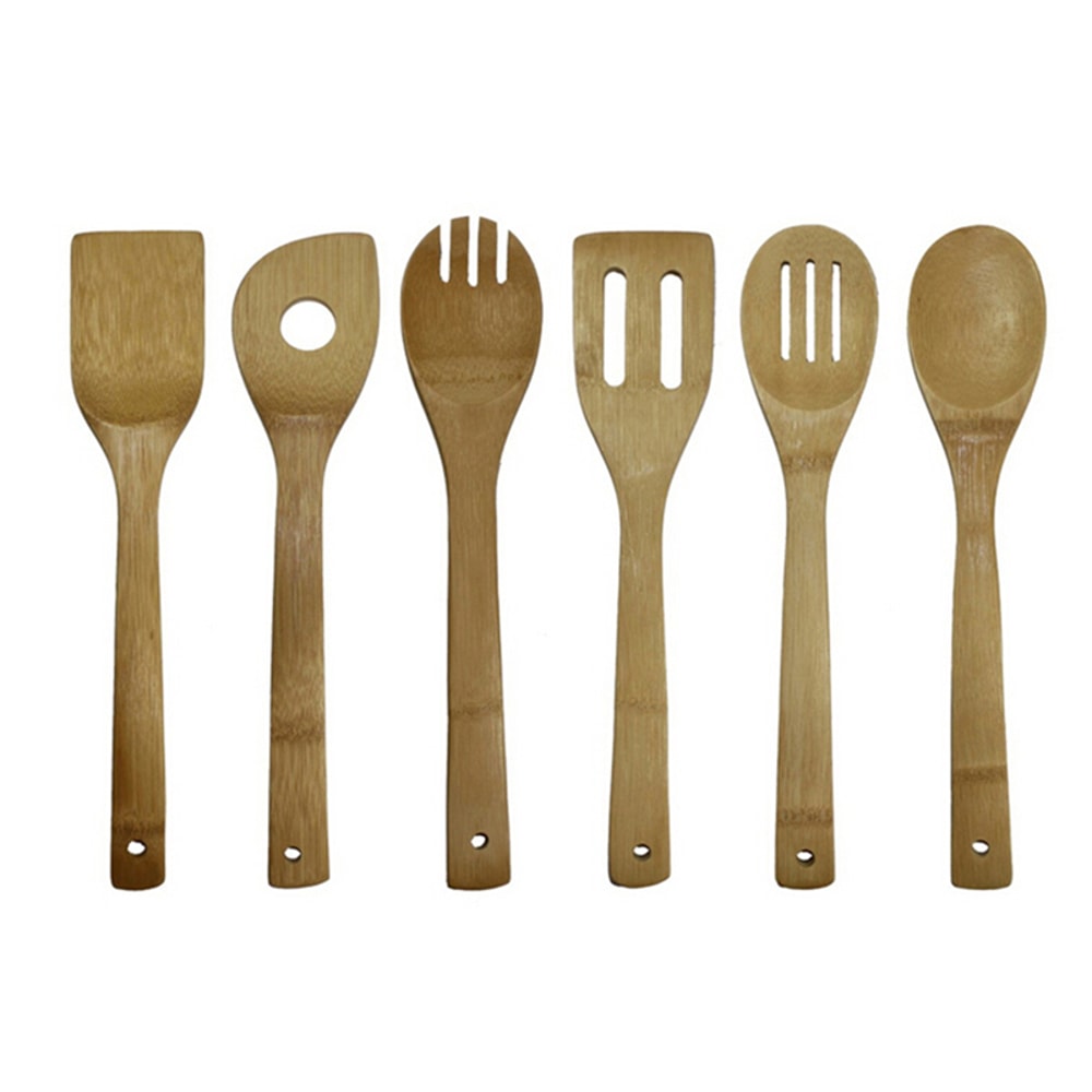Bamboo Cooking Utensil Set, Wooden Spatula & Spoon Kit