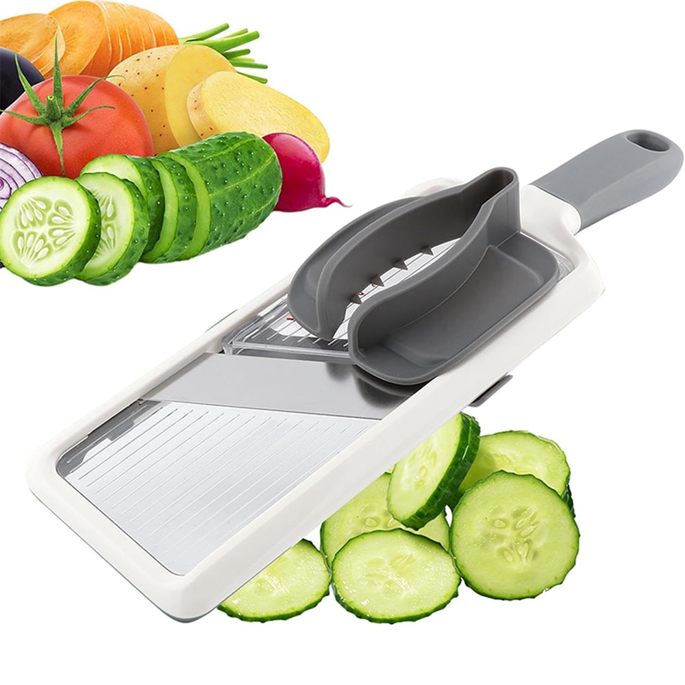 Multi Handheld Mandoline Slicer Adjustable Stainless Steel Blade For Veggies Cheese And More 0