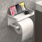 WallMounted Toilet Paper Holder With Phone Shelf No Drill Polypropylene Bathroom Organizer 7