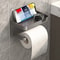 WallMounted Toilet Paper Holder With Phone Shelf No Drill Polypropylene Bathroom Organizer 8