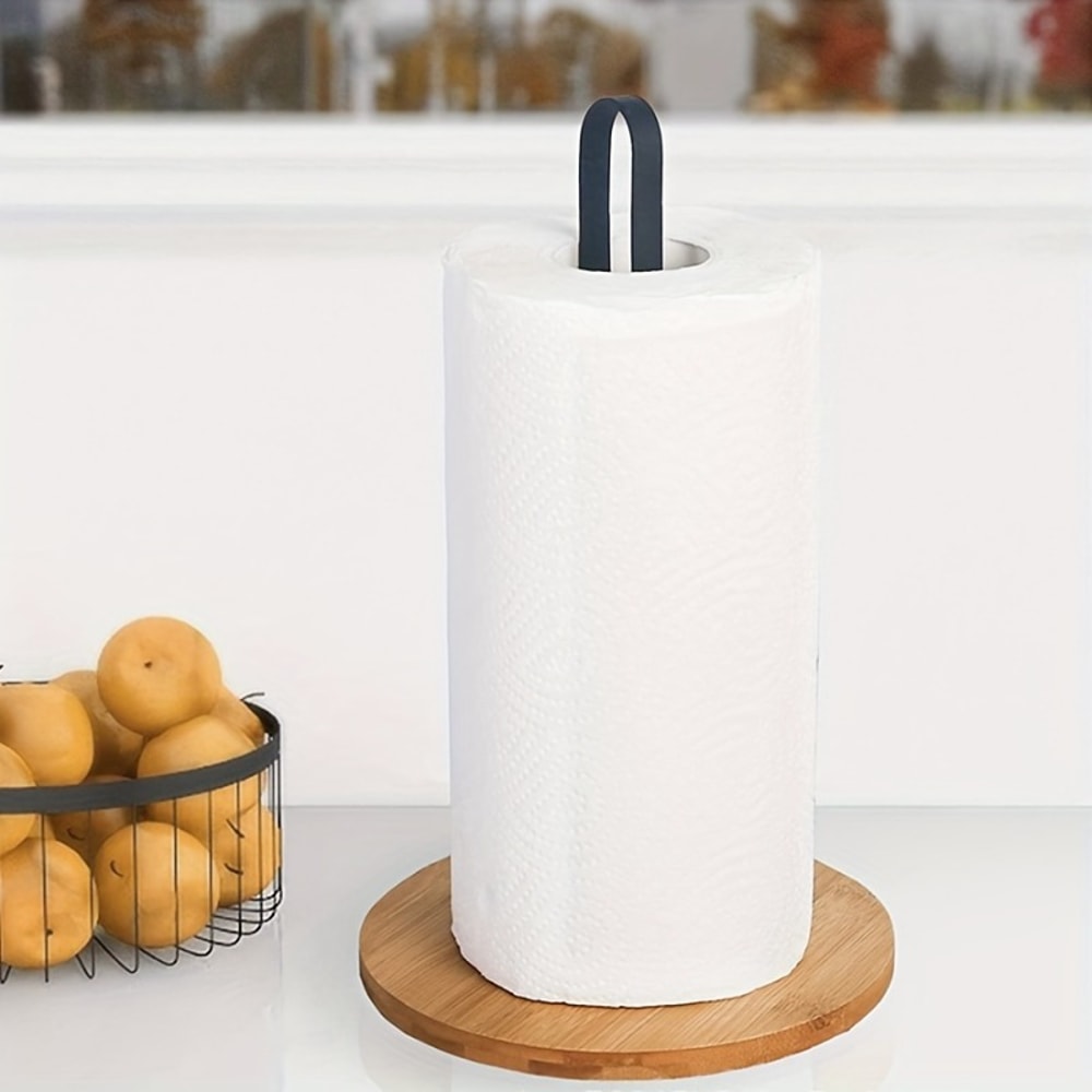 NordicStyle Bamboo Paper Towel Holder FreeStanding Vertical Storage Rack 2