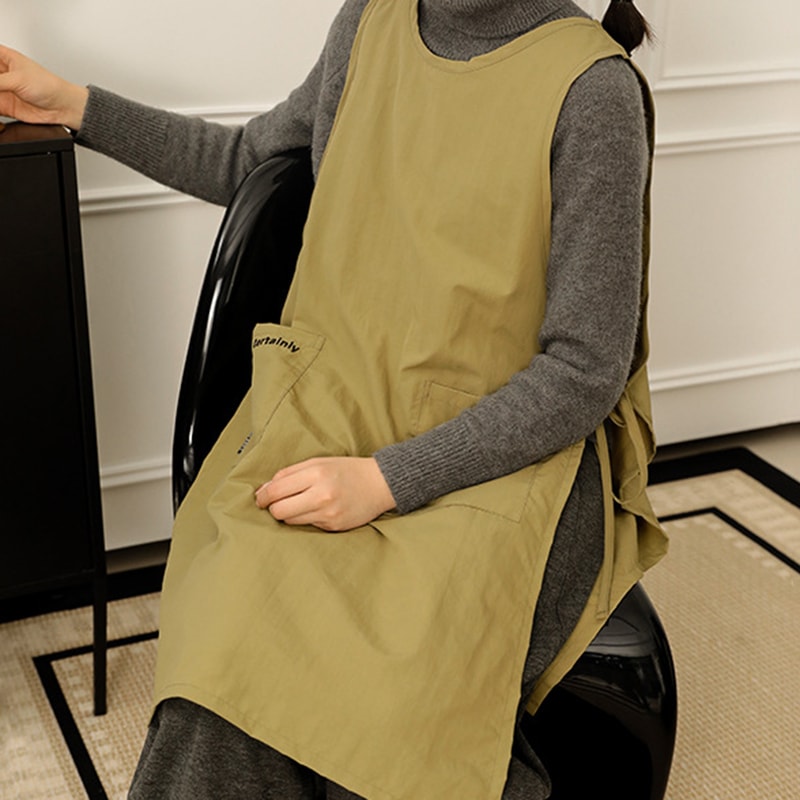 Waterproof Kitchen Apron With Pockets For Women Antidirty Long Vest For Cooking Painting Beauty Na 1