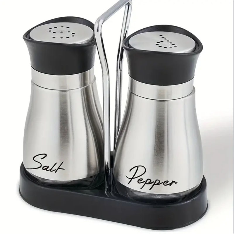 Adjustable Salt Pepper Shakers Set Refillable Glass Spice Bottles With Shelf Organizer Includes Po 4