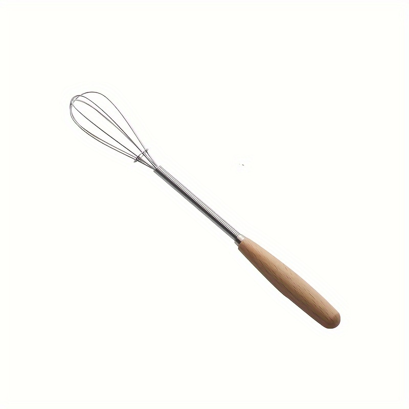 Stainless Steel Egg Beater With Wooden Handle Mini Whisk For Baking Kitchen Use 6