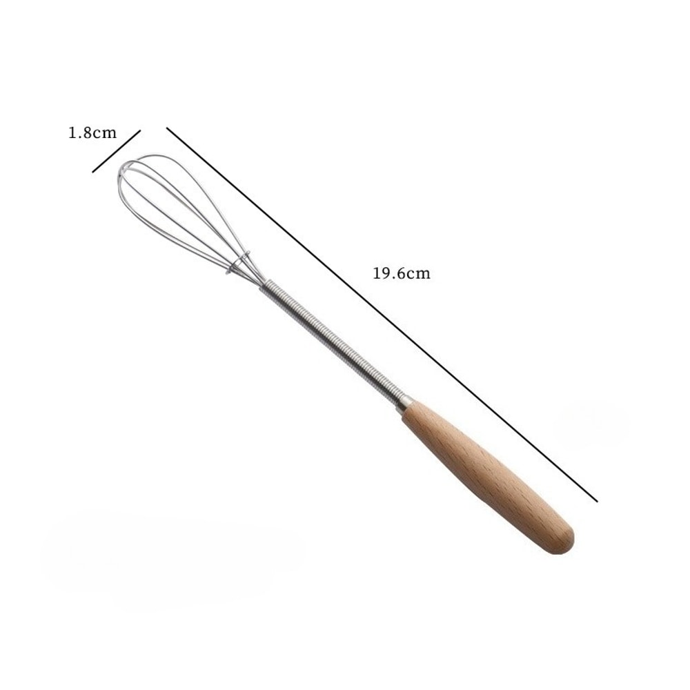 Stainless Steel Egg Beater With Wooden Handle Mini Whisk For Baking Kitchen Use 5