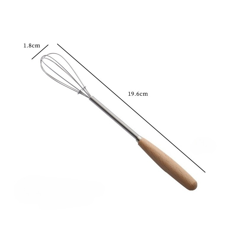 Stainless Steel Egg Beater With Wooden Handle Mini Whisk For Baking Kitchen Use 5