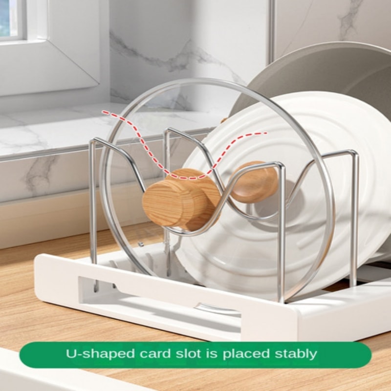 Foldable Kitchen Pot Lid and Utensil Storage Rack, Compact & Space-Saving Organizer