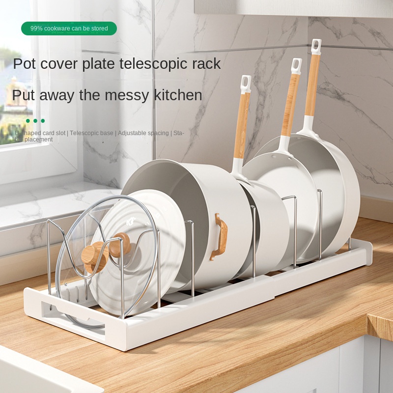 Foldable Kitchen Pot Lid and Utensil Storage Rack, Compact & Space-Saving Organizer