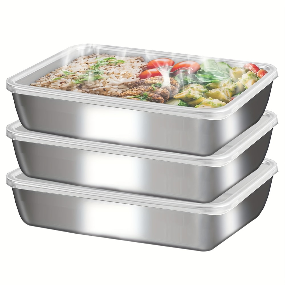 Leakproof Stainless Steel Food Containers With Clear Lids Stackable For Home Camping Meal Prep 5