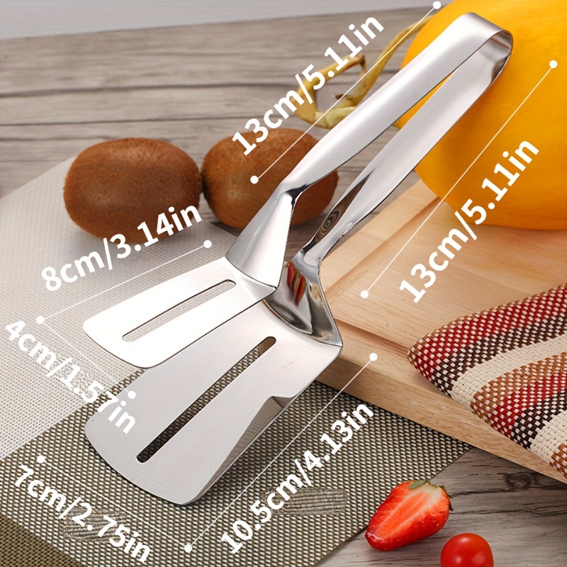Professional Stainless Steel Food Turner & Tongs, Non-Slip Heat Resistant for Grilling Steak, Fish