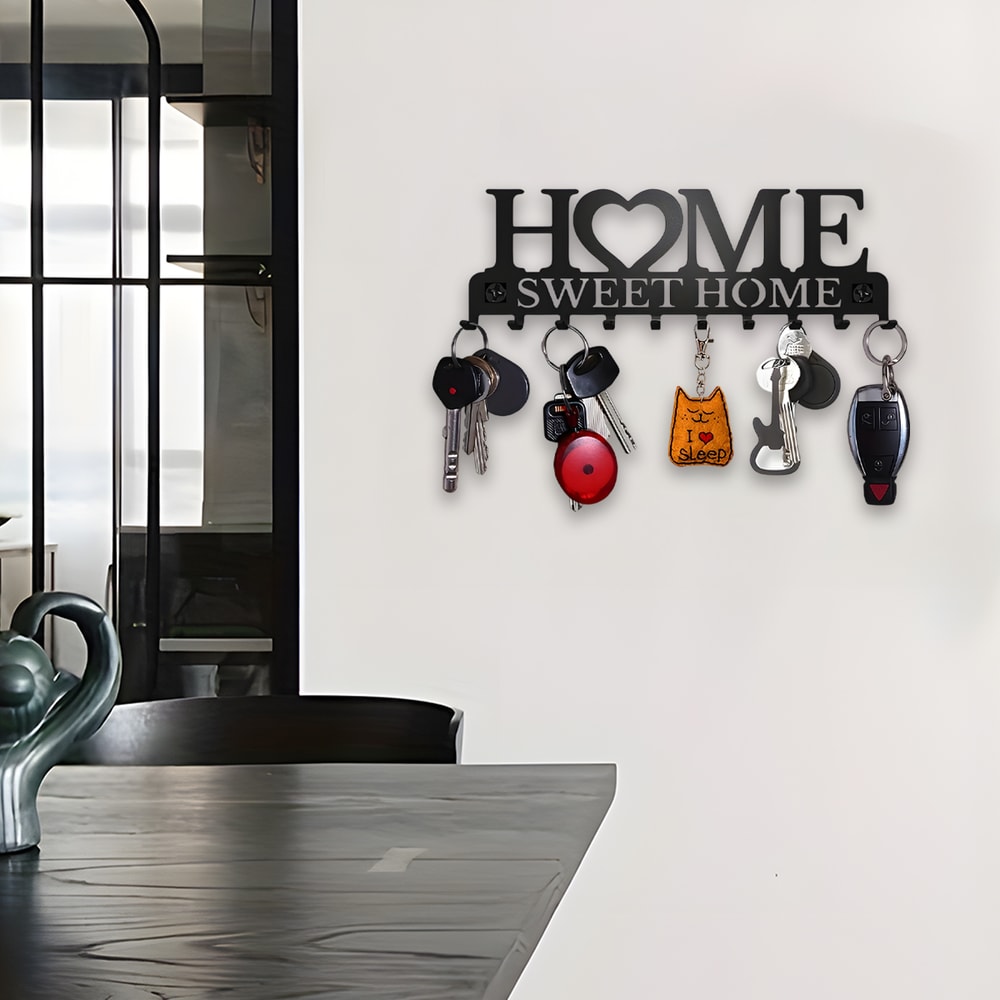 Black Metal WallMounted Key Holder Rack Sweet Home Design 1