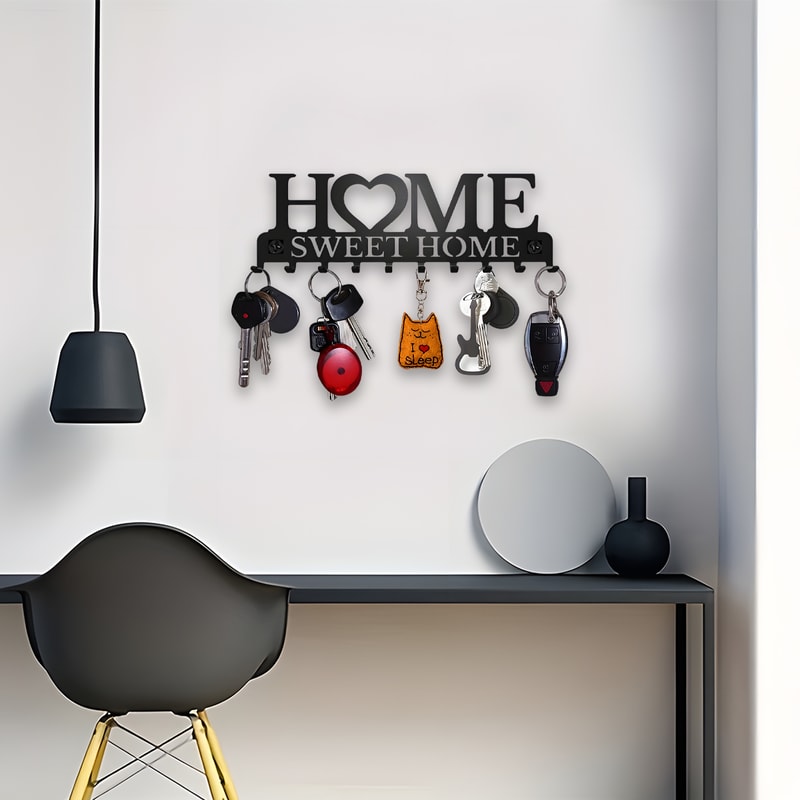 Black Metal WallMounted Key Holder Rack Sweet Home Design 3