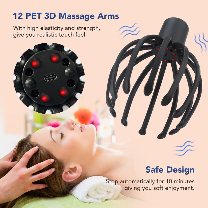 Electric Head Scalp Massager With Three Gears USB Rechargeable Octopus Claw Head Massage Scratcher 2