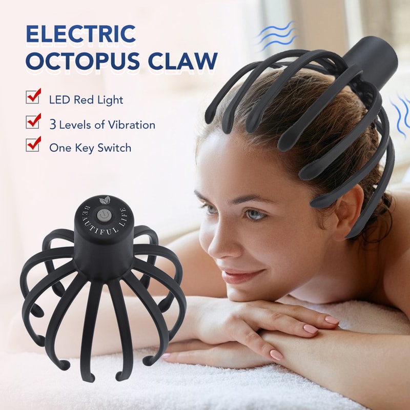 Electric Head Scalp Massager With Three Gears USB Rechargeable Octopus Claw Head Massage Scratcher 1