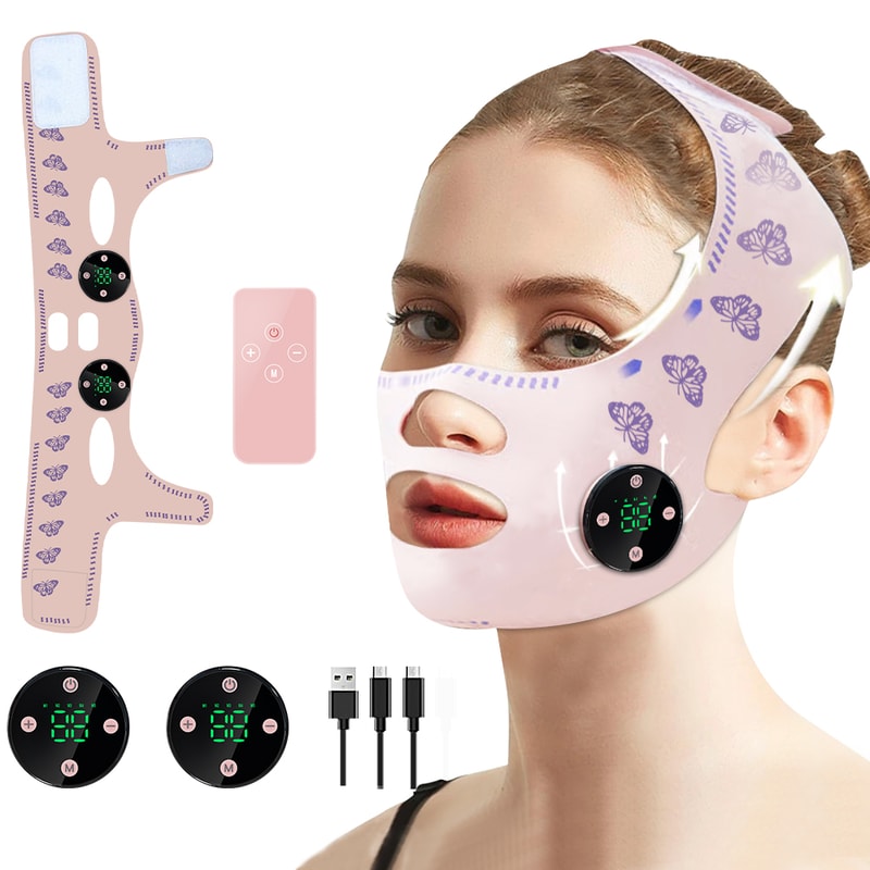 EMS Face Slimming Strap USB Charging Facial Lift Double Chin Reduction Cheek Jawline Enhancement M 0