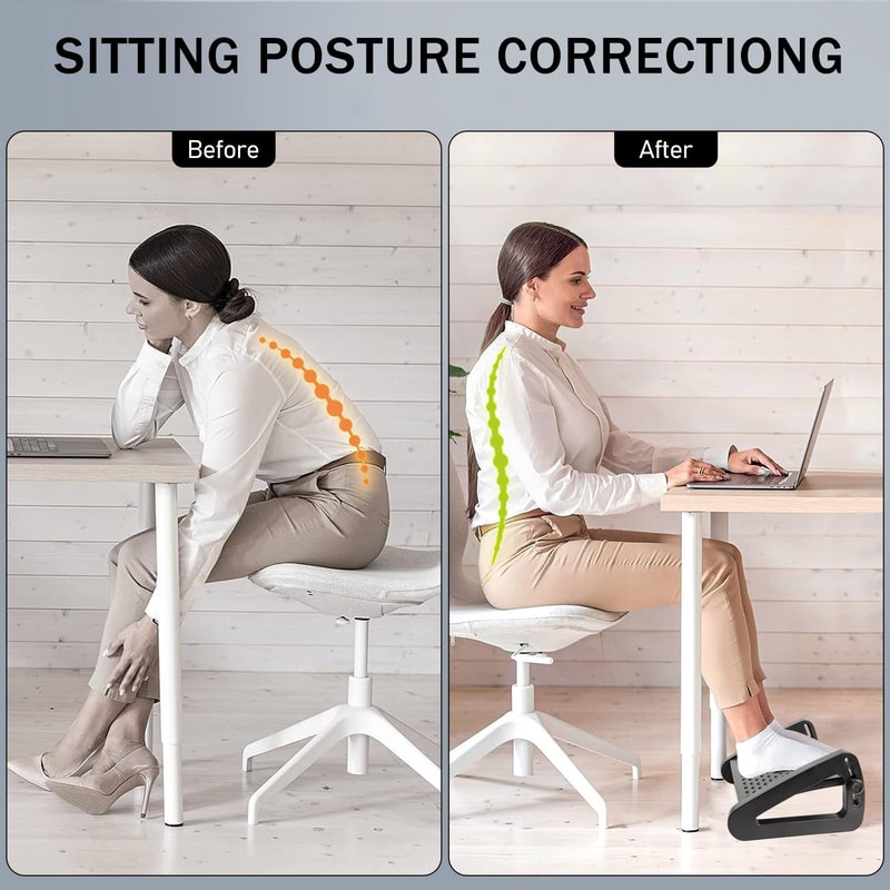 Ergonomic Under Desk Footrest with Massage Rollers for Pain Relief