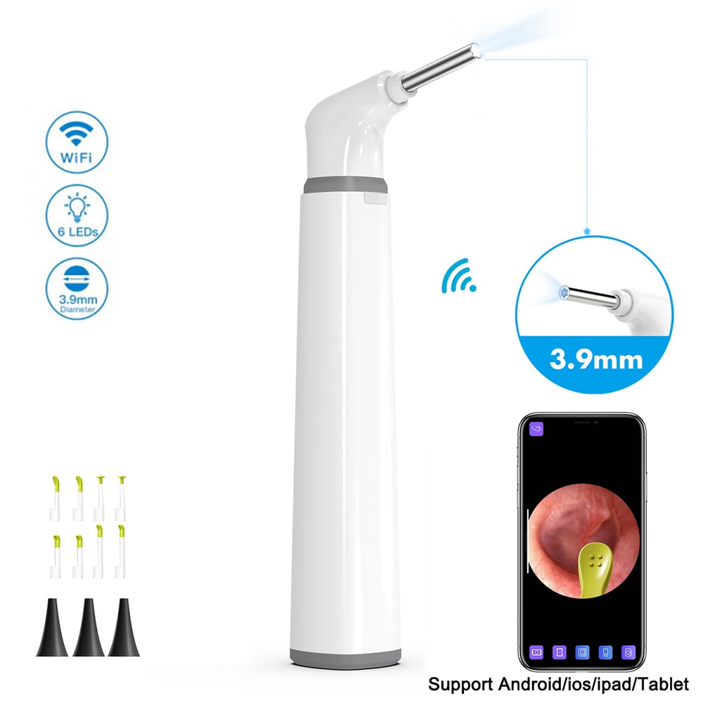 Wireless Otoscope Ear Camera HD With LED Lights For Adults Kids Supports IPhone Android 0