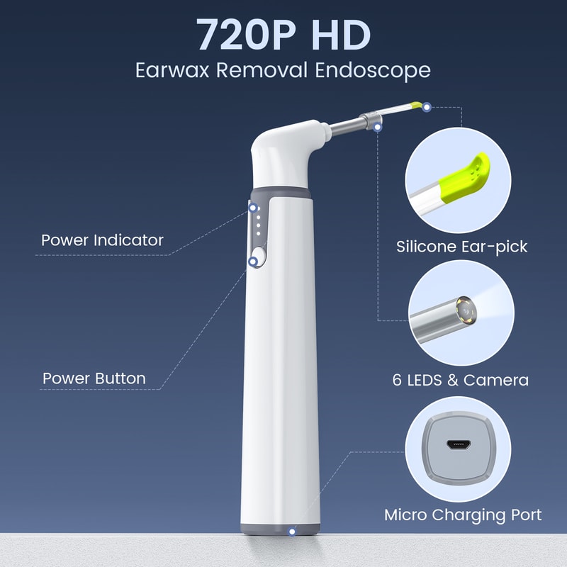 Wireless Otoscope Ear Camera HD With LED Lights For Adults Kids Supports IPhone Android 2