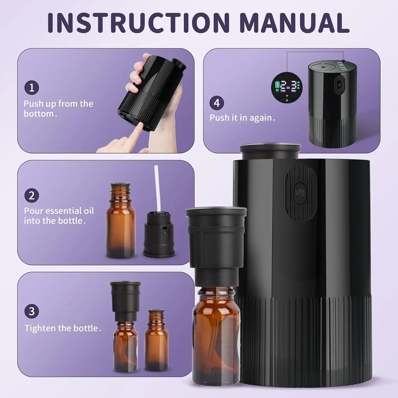 Portable USB Rechargeable Essential Oil Diffuser For Home Car Office 5