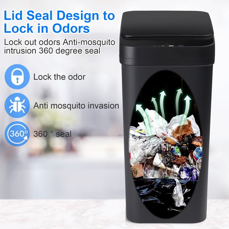 Automatic Touchless Trash Can, 12L Motion Sensor Garbage Bin for Bedroom, Living Room, Office