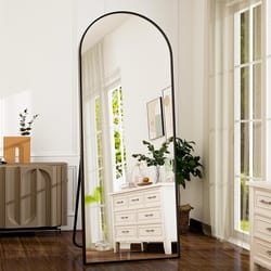 arched full-length mirror with aluminum alloy frame, hd body mirror for bedroom & living room