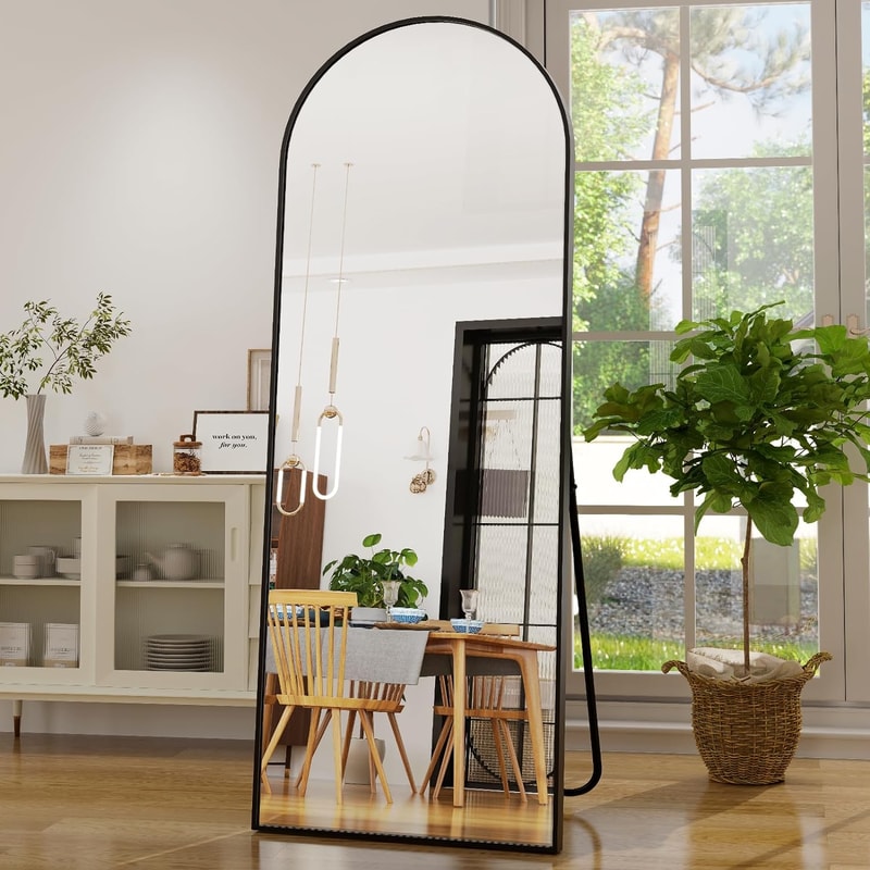 Arched Full-Length Mirror with Aluminum Alloy Frame, HD Body Mirror for Bedroom & Living Room