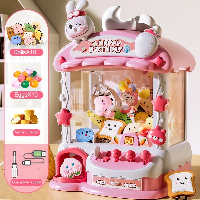 Big Cartoon Rabbit Coin Operated Claw Crane Toy For Kids 2