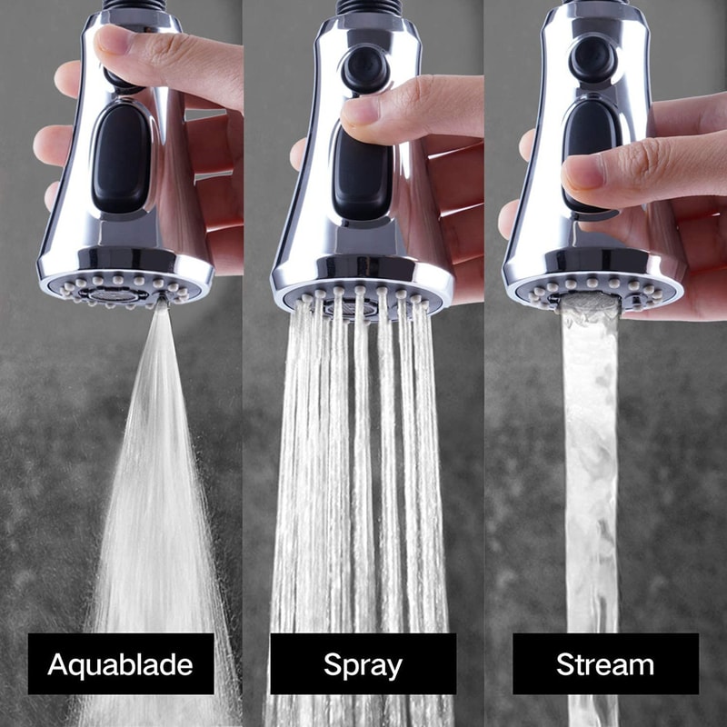 3Mode Pull Out Kitchen Faucet Aerator Handheld Sprayer Nozzle For Easy Cleaning 1